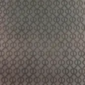 Gray leather rug with repeating circular indentations within a diamond grid pattern, featuring a tactile embossed texture.